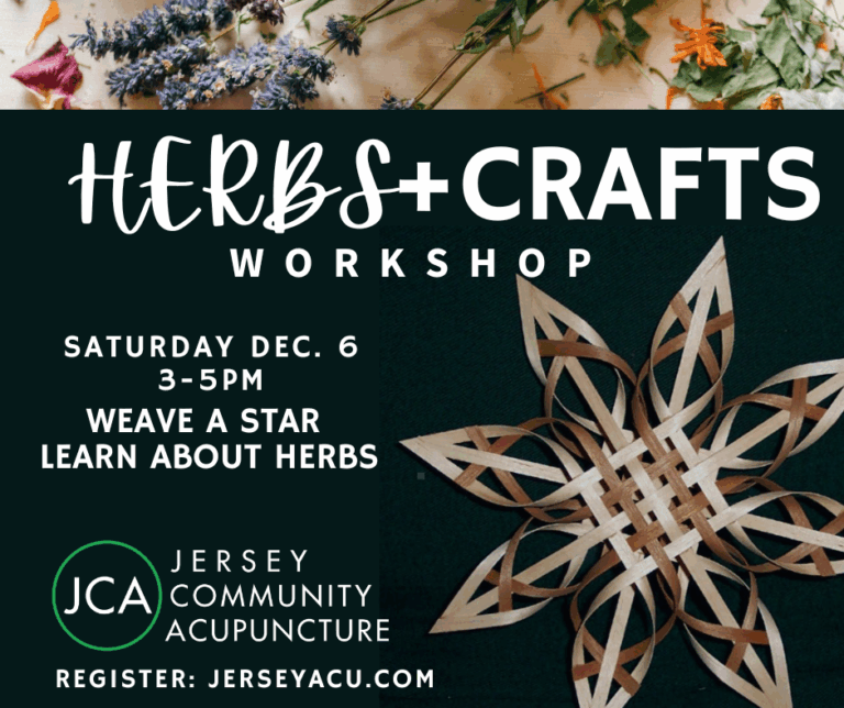 woven star with text descrbing upcoming workshop on Dec 6