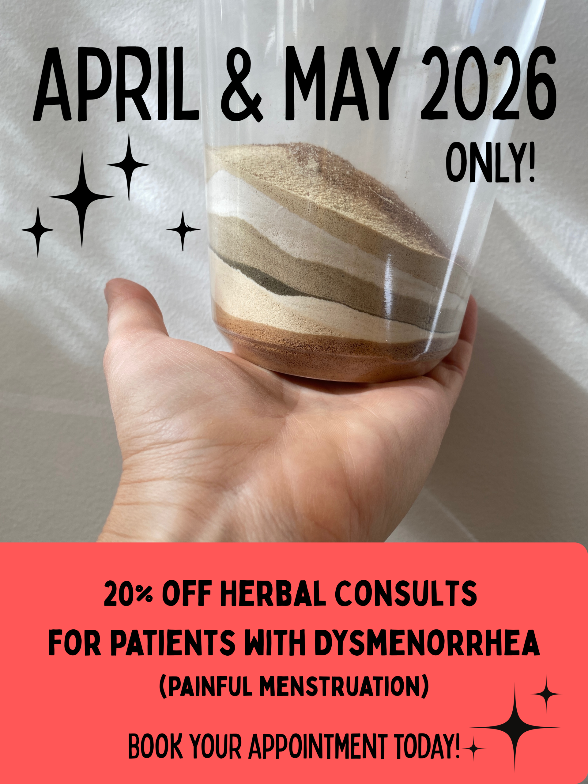 Hand holding Chinese Herbal Formula for painful periods