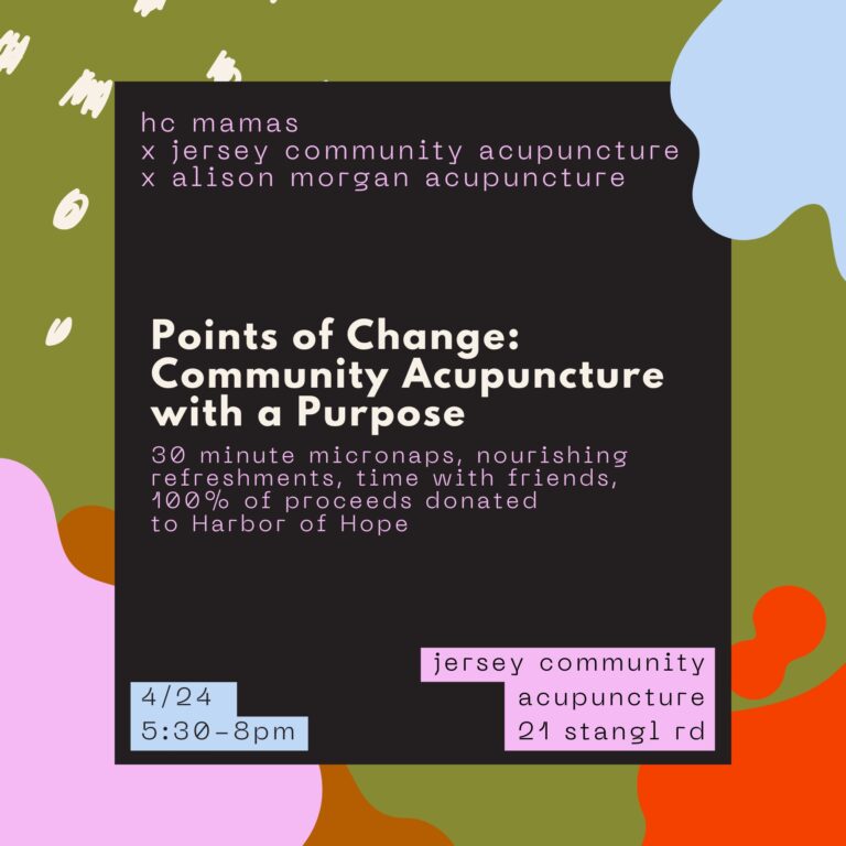 Image with color blocks to advertise a fundraiser for Harbor of Hope in Flemington NJ